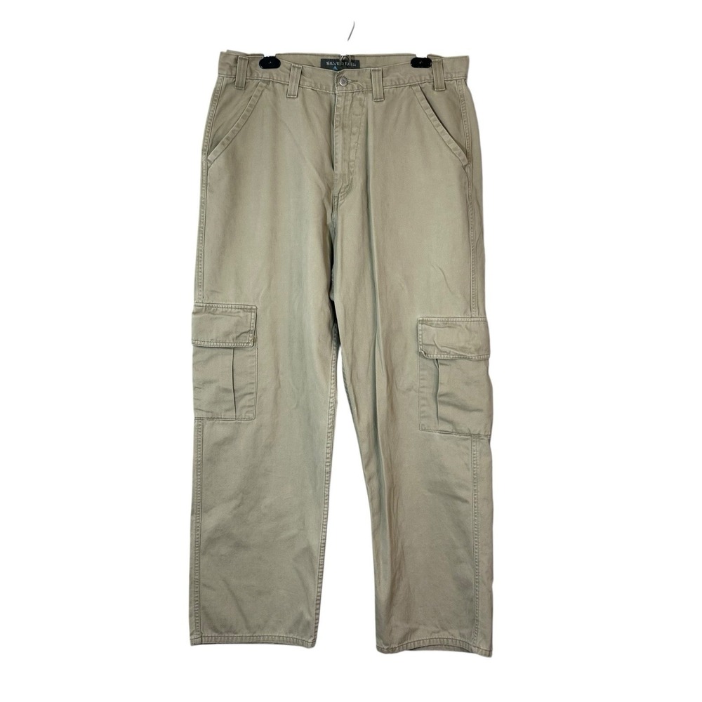 Vtg Levis SilverTab Baggy Cargo Pants Mens 36x31.5 Khaki Skate Wide Leg USA Y2K
